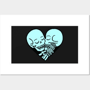 Aqua Skeleton Heart Posters and Art